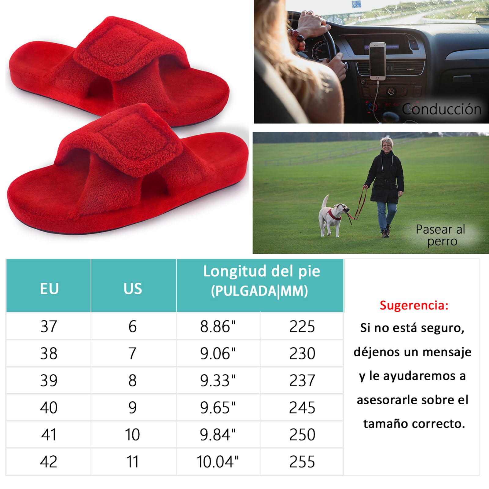 Git-up Zapatillas de Estar por Casa para Mujer Espuma de Memoria con Soporte del arco Gancho y bucle Diabético Amplio Punta abierta Zapatos de Casa Interior Exterior