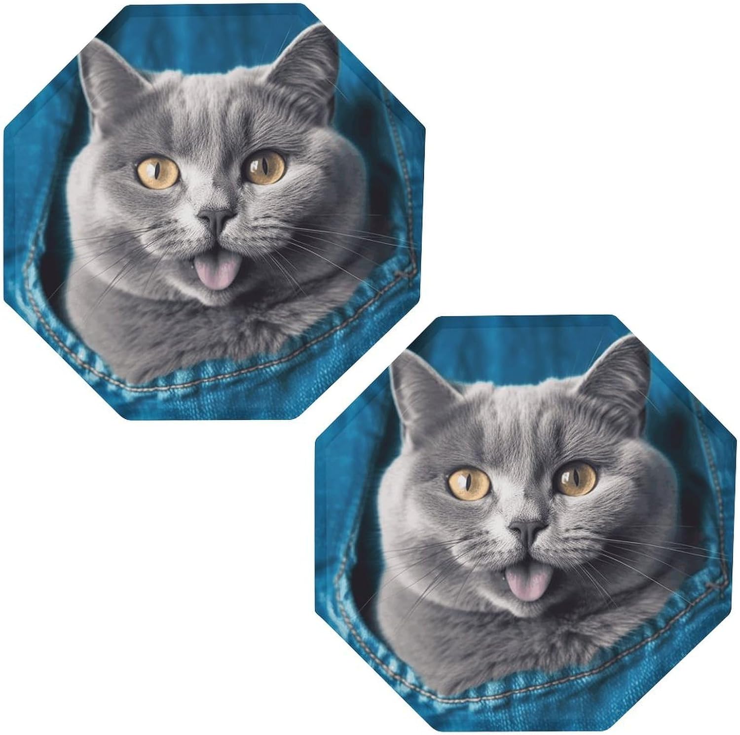 Ctagon Metal Sign for Home, Modern Display Plate for Kitchen, Blue Cat Plates Accent Hanging Wall Decorations 3PCS for Living Room, Bedroom, Hallway, Hotel