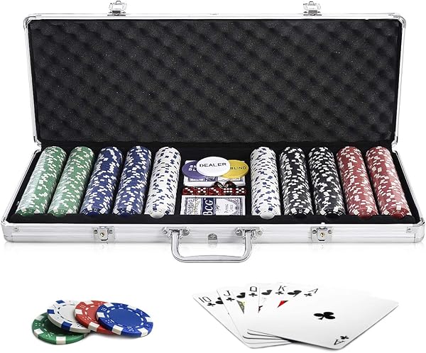 COSTWAY Pokerset mit 500 Laser-Chips