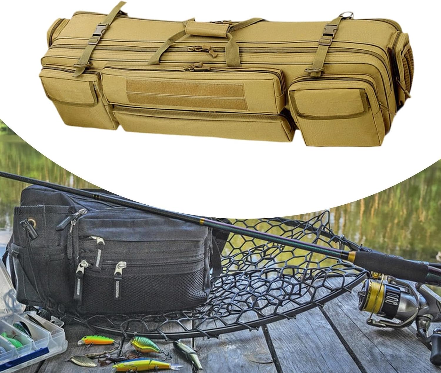 YueShengYCHUANG 【Kayaks】 釣り竿ロッドロッドケースショルダーバッグ防水釣りポールリールギアストレージバッグ屋外釣りロッドケース