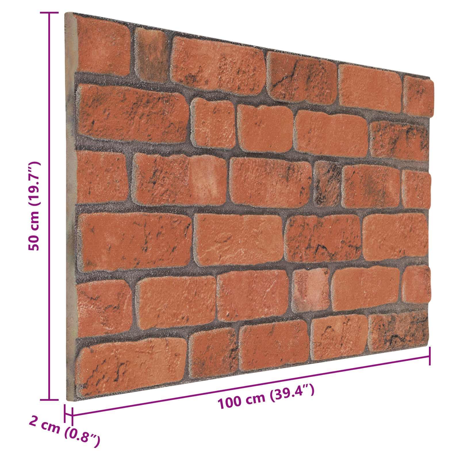 Paneles de pared, 10 unidades, 100 x 50 cm, terracota