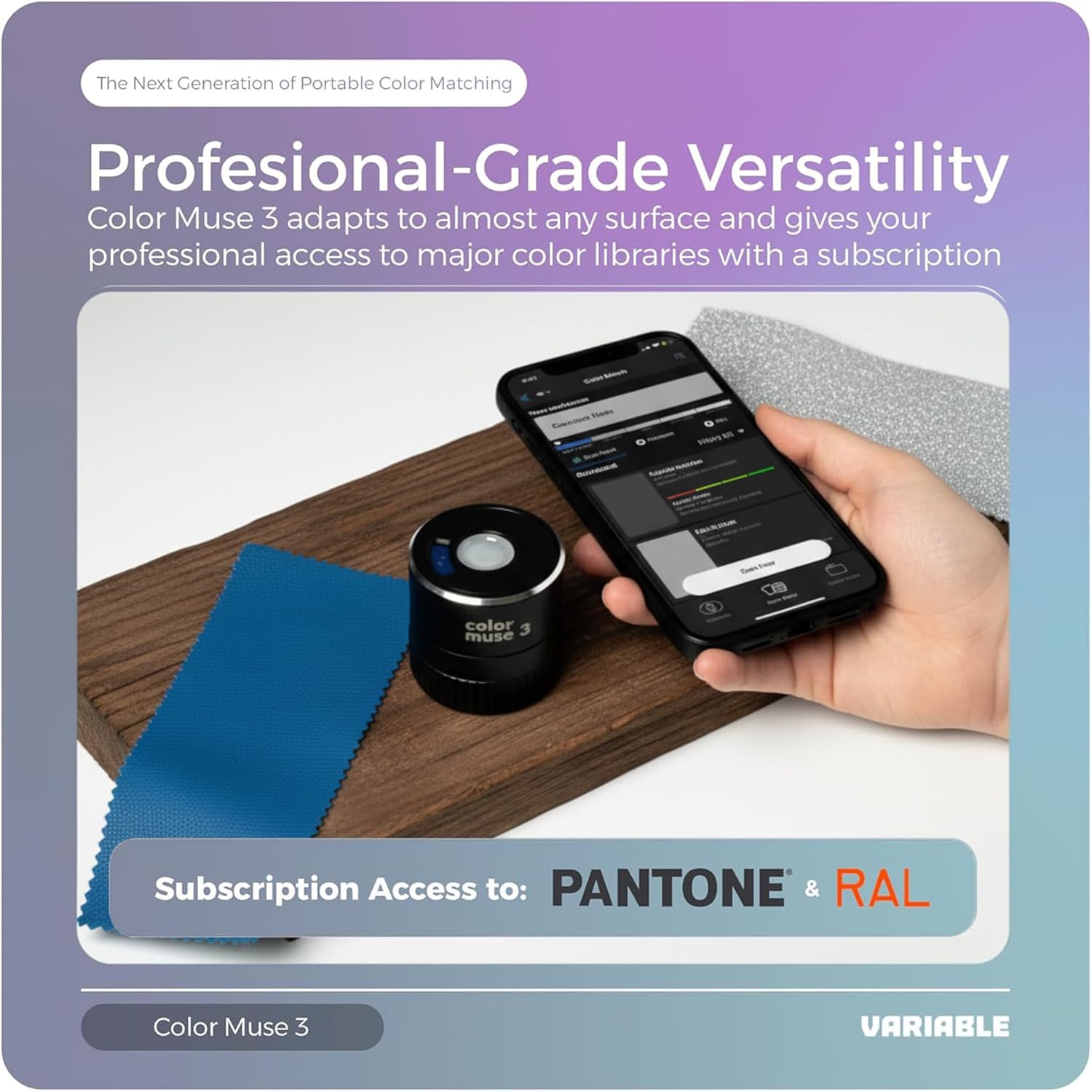 COLOR MUSE 3 Portable Color Matching and Paint Scanner Device with Protective Travel Case – Wireless Digital Colorimeter Sensor for Accurate Color - Pocket-Sized, Easy Carry, Indoor/Outdoor Projects