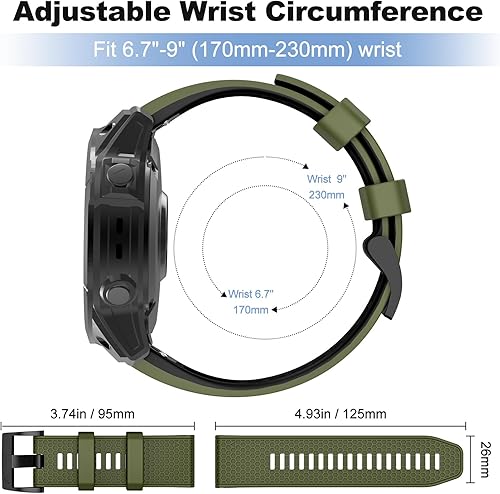 Miniatura 5 de OVERSTEP Correas de ajuste rápido compatibles con Fenix 5X Watch Band, correa de silicona suave de 1.024 in para Garmin Fenix 5XFenix 5X PlusFenix