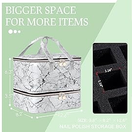FCQQYWZ Nail Polish Organizer Hold 40+ Bottles & Nail Lamp, Storage Case Double-Layer Bag with Sturdy Handle (WHITE)