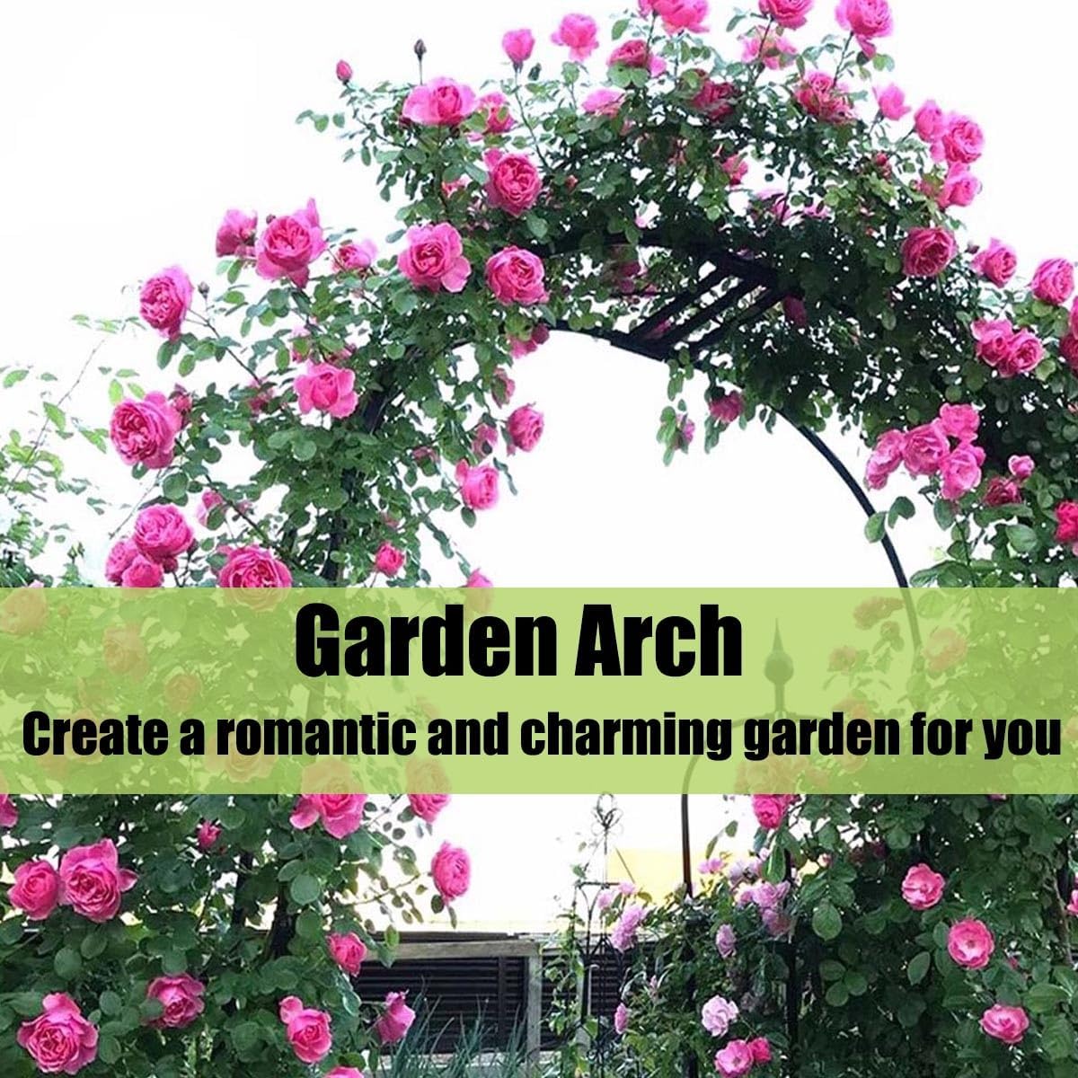 Metal Garden Arbor Wedding Arch - 134" Outdoor Trellis for Climbing Plants, Ceremony Party Decor, Sturdy Backyard Garden Stand, Elegant Black Design for Lawn and Garden.