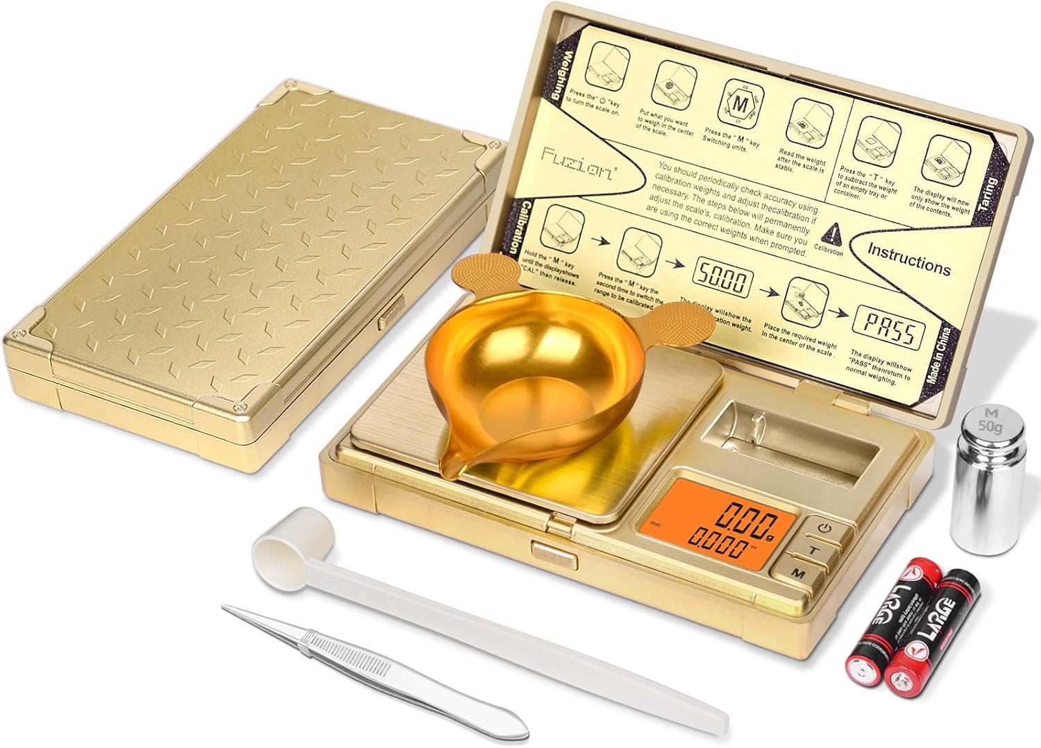 Fuzion CASH-200 Gram Scale Digital Pocket Scale, 0.01g Digital Grams Scale, Jewelry Scale, Small Food Scale Gold Gram Scale with Upgraded Display, Multi-Accessories