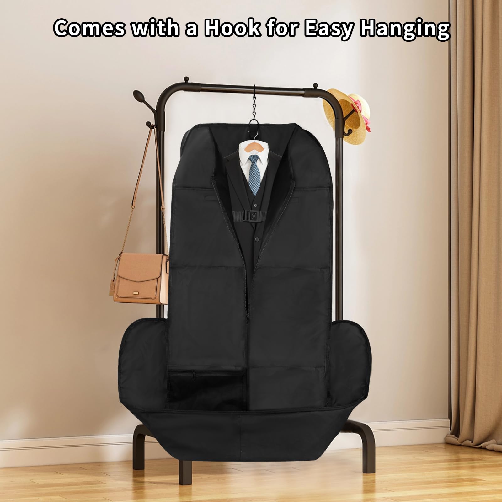 Lychee BAGBolsa de ropa de viaje - Bolsa de traje para trajes L hasta 4XL - Adecuado tanto para uso cruzado como de mano - Funda de traje para viajes de negocios con gancho - Bolsa de ropa sin