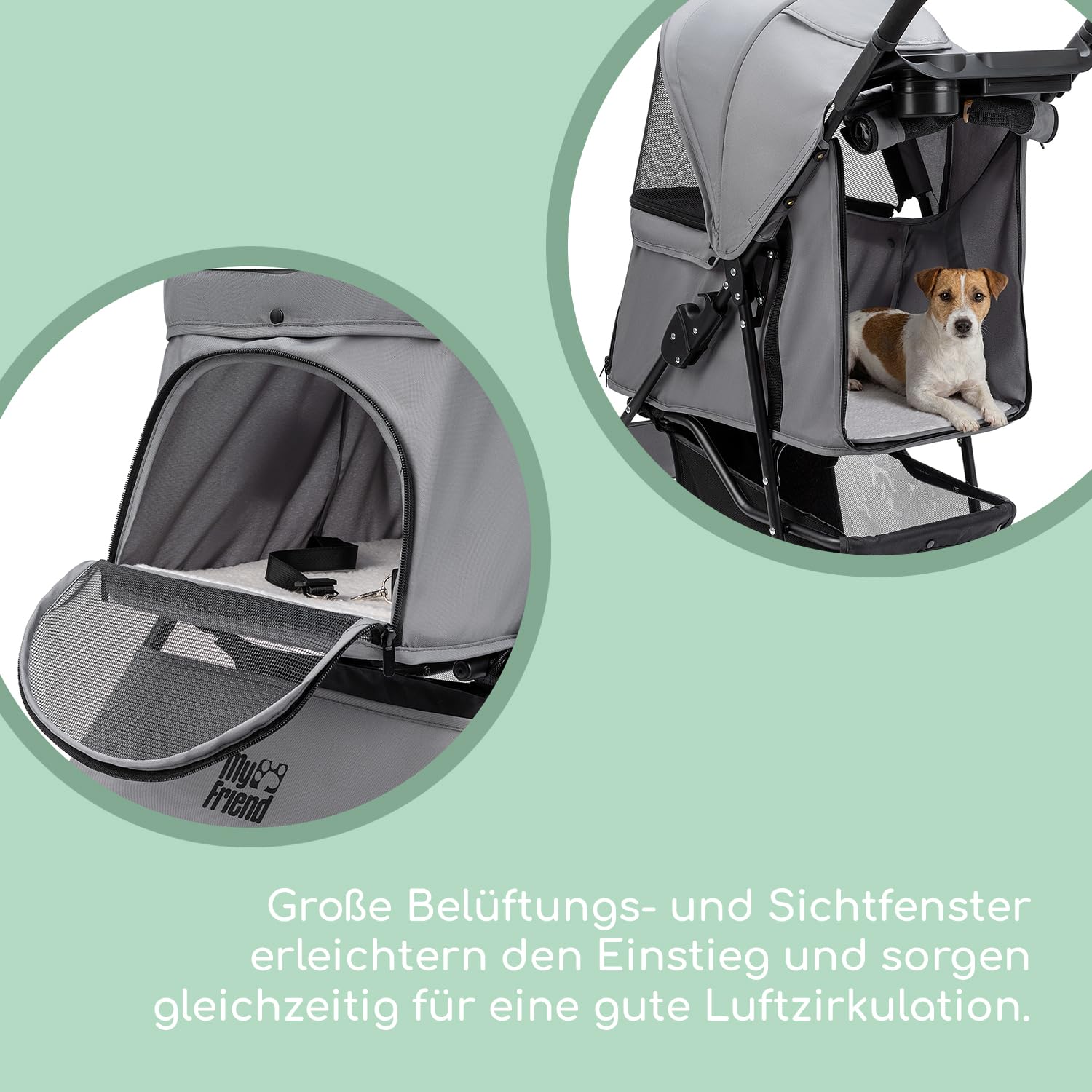 My Friend Passeggino per cani S1 pieghevole fino a 15 kg – Carrello per animali domestici con finestra di ventilazione e vista imbottita, confortevole e sicuro per cani, gatti e piccoli animali