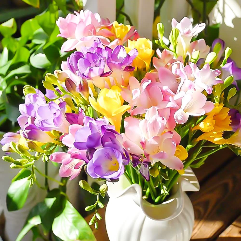 5pcs Mixed Freesia Bulbs for Double Spring Planting Indoors Freesia Bulbs for Spring Planting（Color Random）