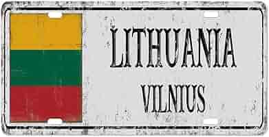 Litauen Auto-Kennzeichen - 15,2x30,5cm Aluminium Mit Vilnius Motiv