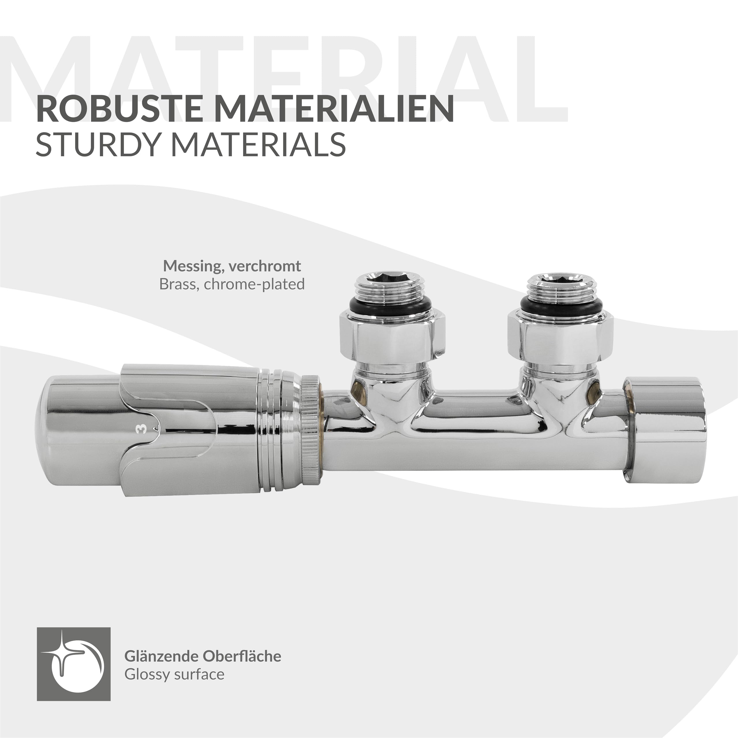 ECD Germany Kit de Conexión Central Termostato para Radiadores Color Cromo 50mm Juego de Conexión para Espaciado de Tubería Múltibloque de Dos Tuberías Utilizable Esquina y Tubos de Pared