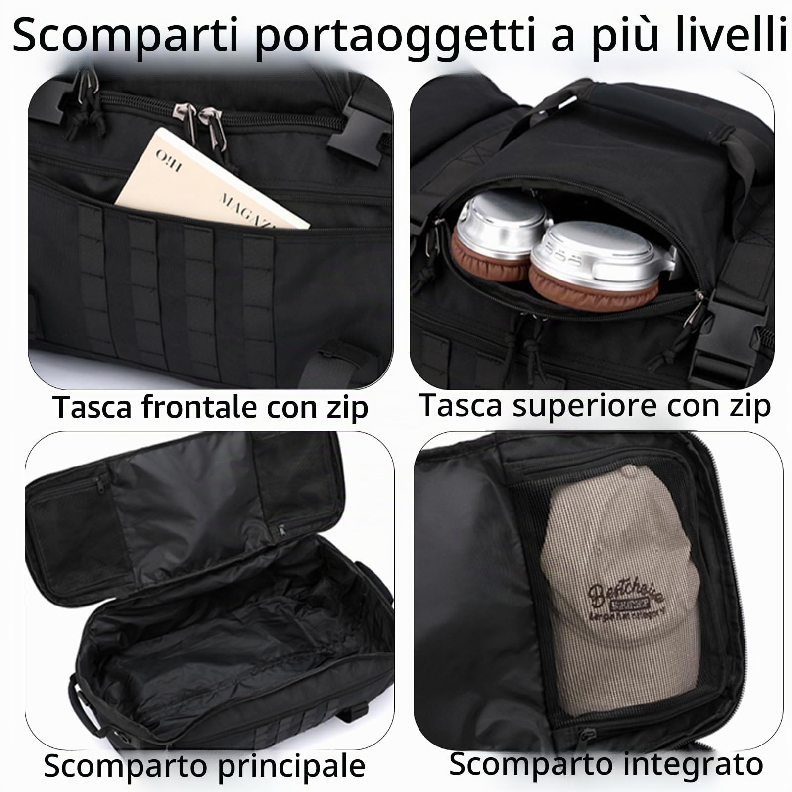 Borsone Da Viaggio Con Ruote 80L Grande Borsa Da Sportiva Impermeabile Pieghevole Extra Large Borsone Trolley Unisex Weekender Trekking Palestra Viaggi Nuoto (Nero)