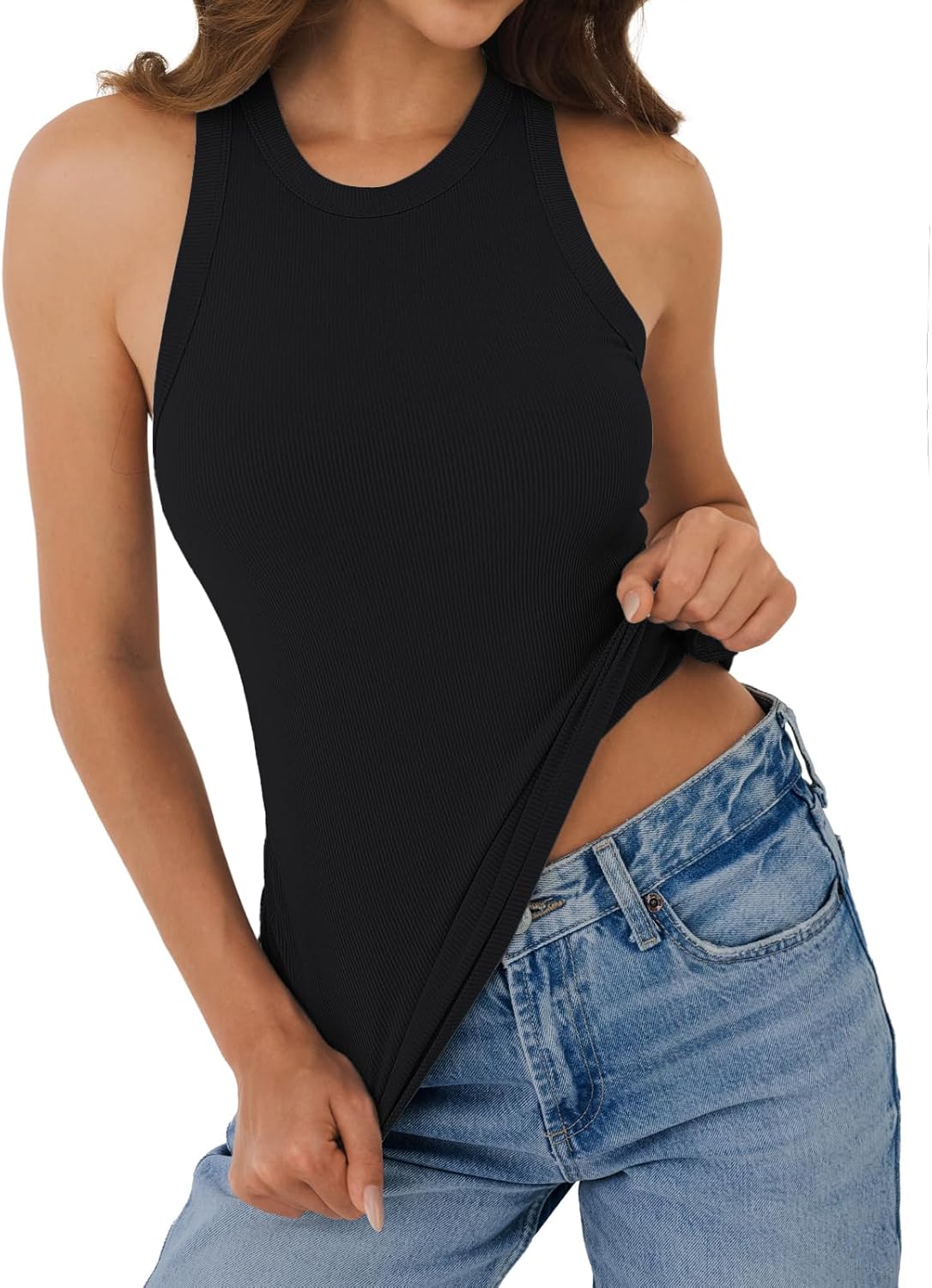 Racerback Tank Tops for Women High Neck Ribbed Sleeveless Fashion 2026 Summer Casual Basic Slim Fit Top Shirts - Image 5