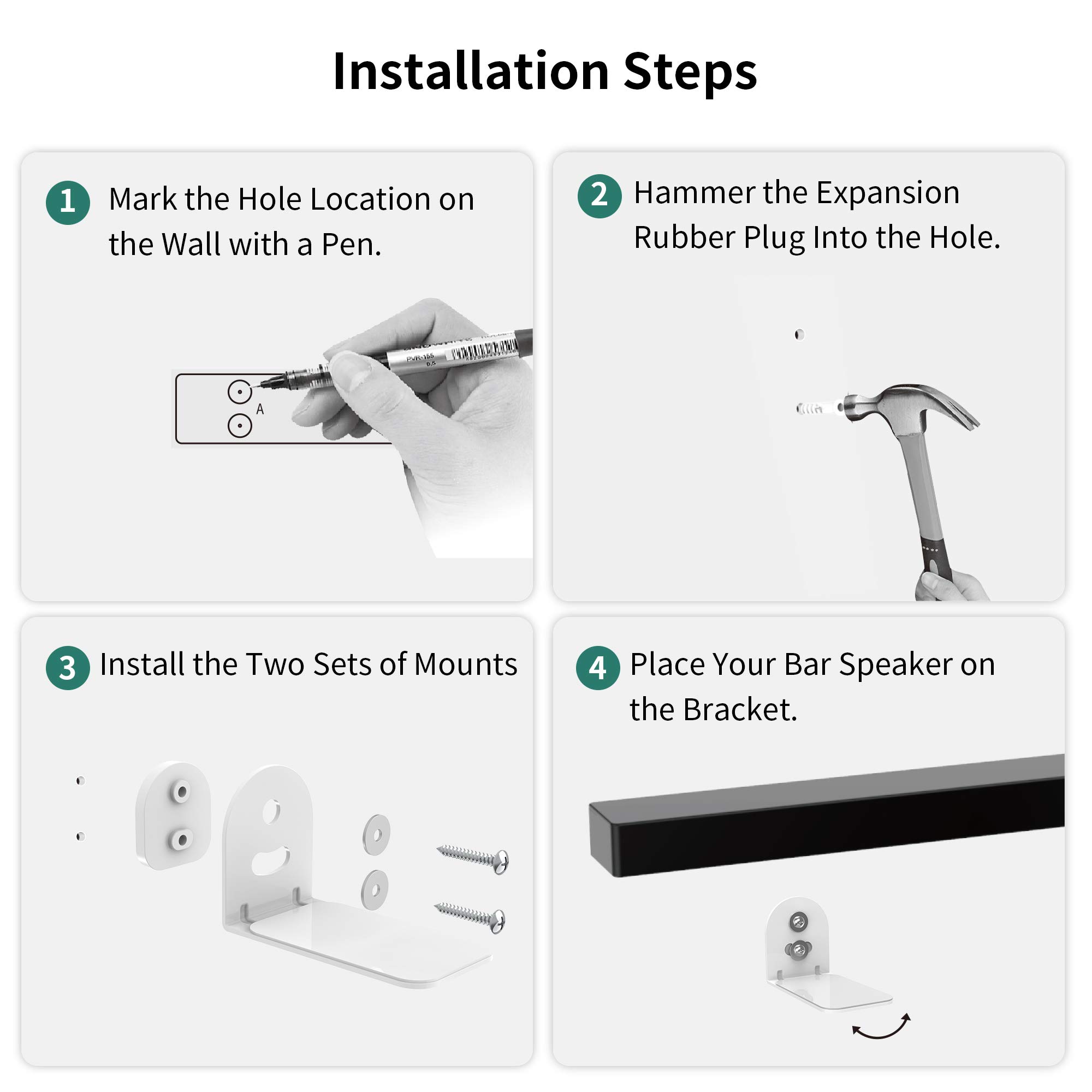 SOKUSIN Universal Soundbar Wall Mount Adjustable Sound bar Mounts