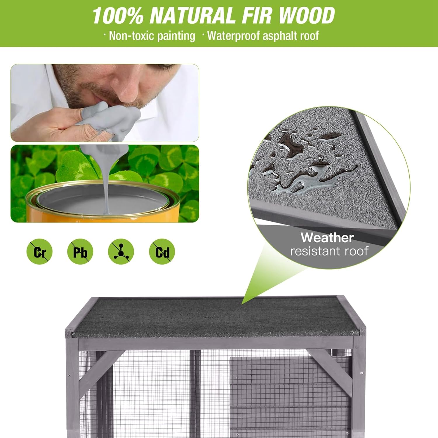 GUTINNEEN Cat House Mobile Catio for Outdoor Enclosure with Waterproof Roof Feral Cat Cage On Wheels,Bird Cage with Upgraded Resting Box,70.9"