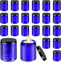 Vista 10 de Lallisa 48 tarros de vidrio ámbar de 8 onzas con tapas negras, tarros redondos de vidrio para cosméticos con tapas, recipientes de ámbar vacíos