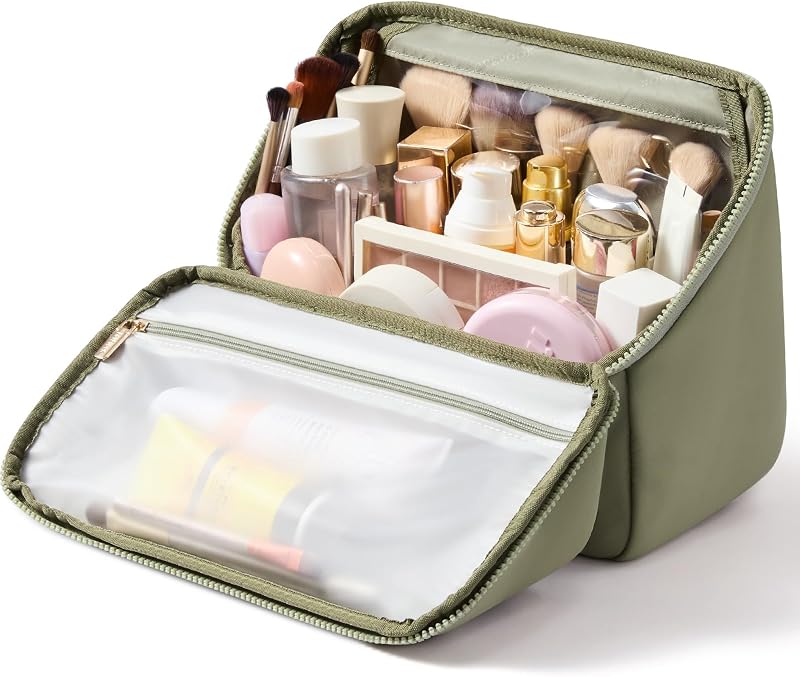 Estojo de maquiagem para viagem LOVEVOOK Gray-green, pequeno