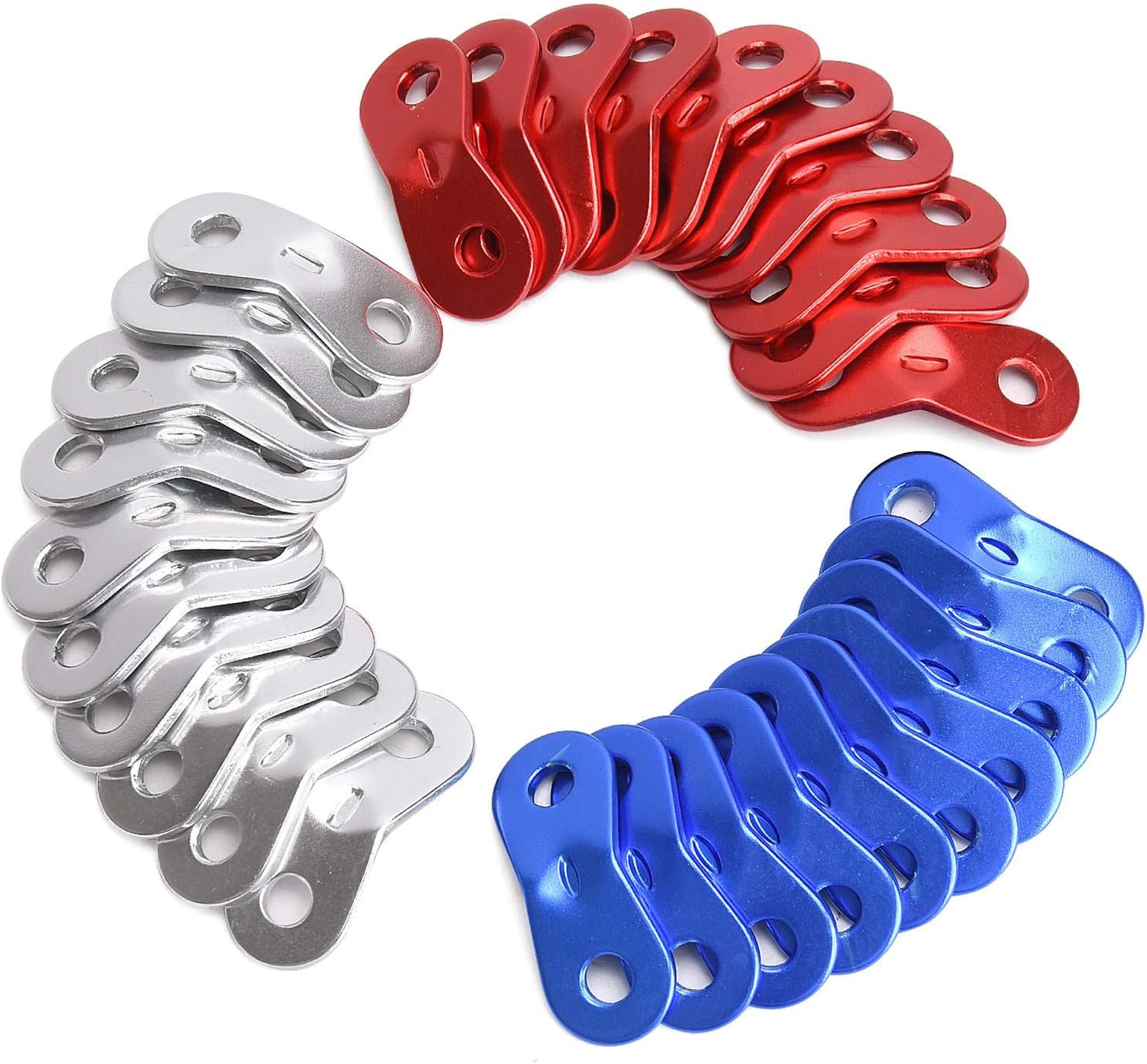 TOBWOLF 30PCS Aluminum Alloy Tent Rope Tensioners Camping Nonslip Cord Tensioner Dual Holes