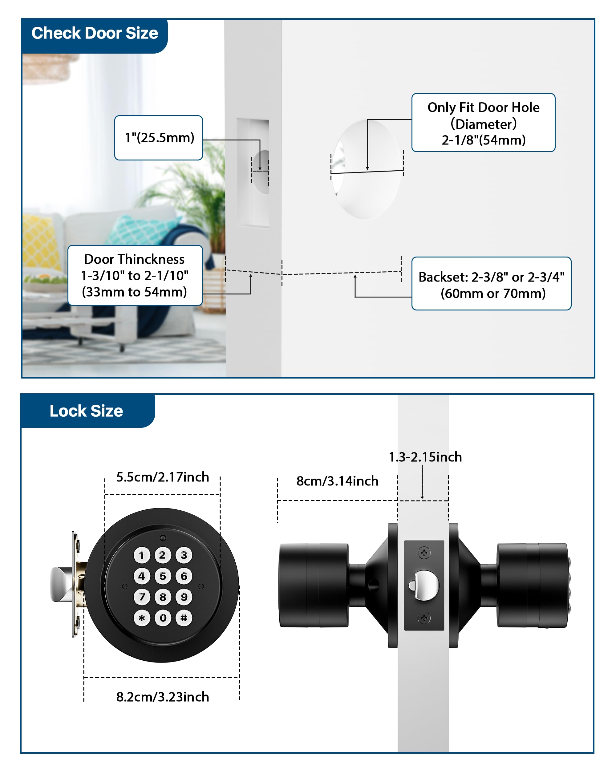 Keyless Entry Door Lock - Matte Black 2 Pack -7