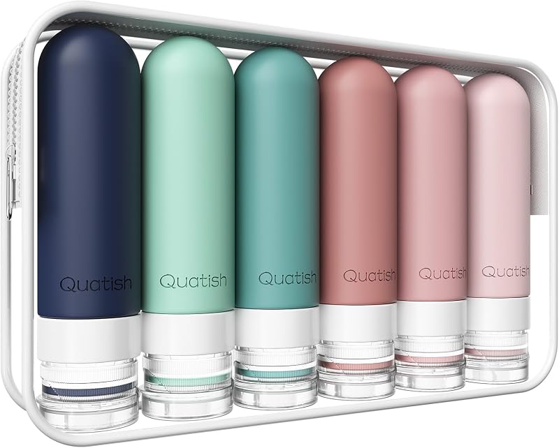 Travel Bottles for Toiletries 6 Pack, Original Patented Leakproof 3 oz Tsa Approved Travel Size Containers, BPA Free Silicone Shampoo and Conditioner Bottle, Cruise Camping Essentials, Morandi