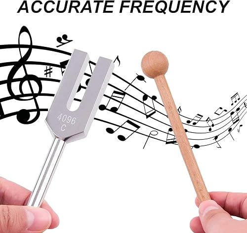 Vista 16 de MIMIRACLE Solfeggio - Juego de 10 tenedores de aleación de aluminio sin peso con paño de limpieza, mazos de goma y caja de regalo para meditación