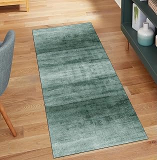 Alfombra antideslizante para cocina, dormitorio, color verde oscuro, 50 x 120 cm, antideslizante, lavable, para pasillo