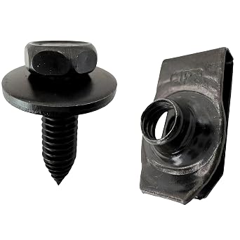 25 Sets Fender Body Bolts U-Nut Clips 57041-S2 1590 Fits 95-96 Ford F-150, 95-97 F-250 F-350, 1997 F-250 HD, Fender Splash Shield Engine Cover Bumper Under Cover 5/16-18 x 1-3/16 Hex Sems Hardware Kit
