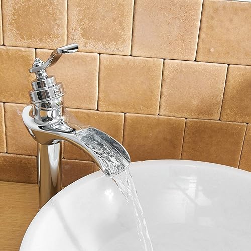 Miniatura 9 de Grifo de baño negro mate con tapón de drenaje desplegable para fregadero de cuenco, grifo de lavabo, cascada, casa de campo, montaje en cubierta,