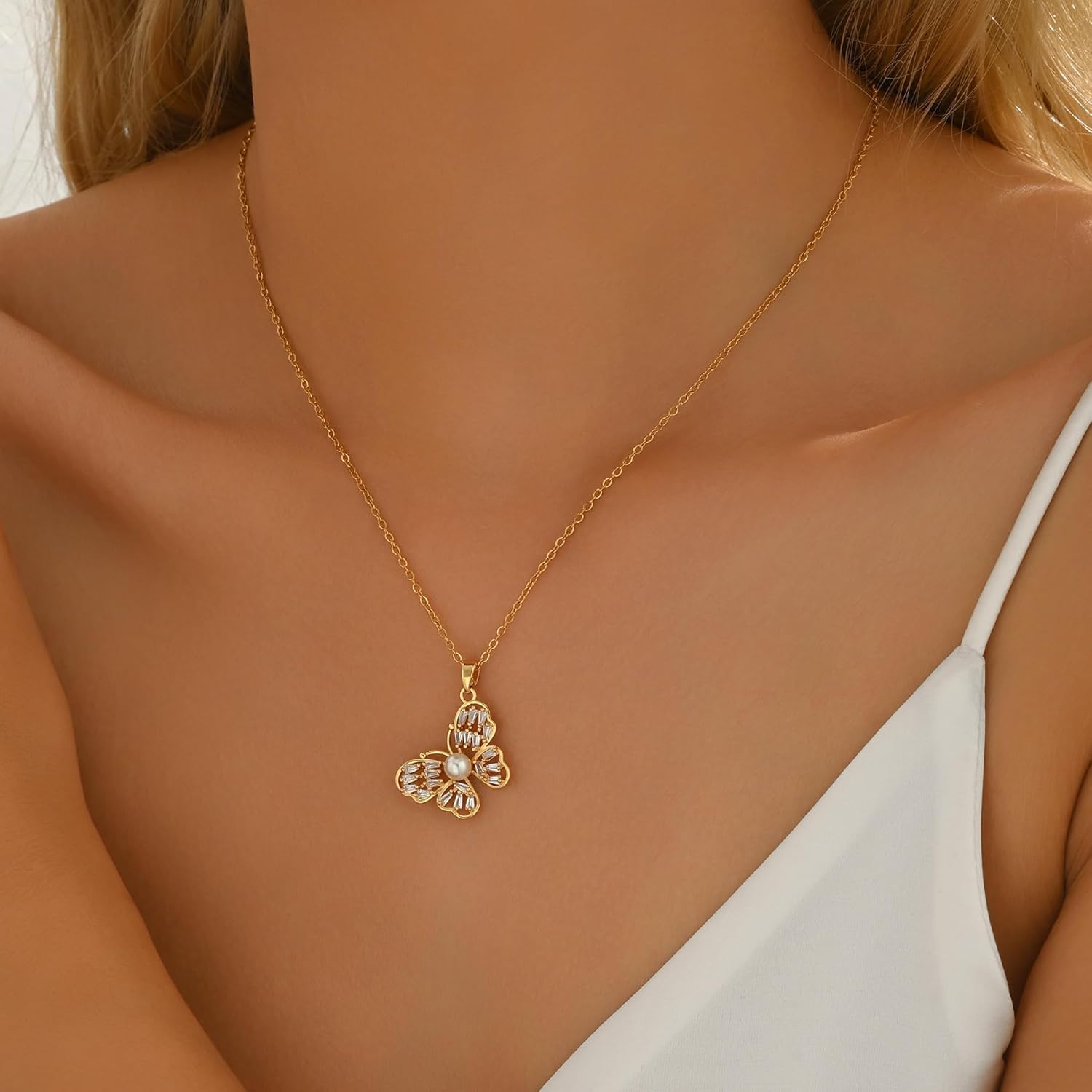 Pendant Necklaces for Women 18K Gold Plated Leaf Sea Shell Conch Necklace Dainty Sun Moon and Star Necklaces Trendy Butterfly Heartbeat Dolphin Love Necklace - Image 3