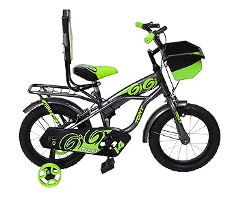 RAW BICYCLES Tony Sports Gigi with Training Wheels and Water Sipper 16T BMX Unisex Single Speed Steel Frame Bicycle Cycle for Kids 5 Years to 8 Years Boys & Girls Grey Green