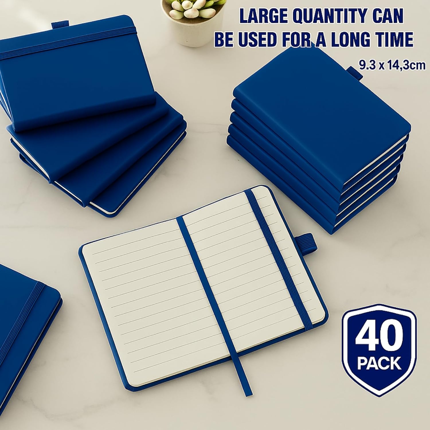 Laumoi 40 Pack Pocket Notebook Journals A6 Mini Hardcover Journal PU Leather Lined Notebooks 3.5 x 5.5 Inch Small College Ruled Notepad with Pen Holder for Writing Office School Supplies (Navy Blue) - Image 7