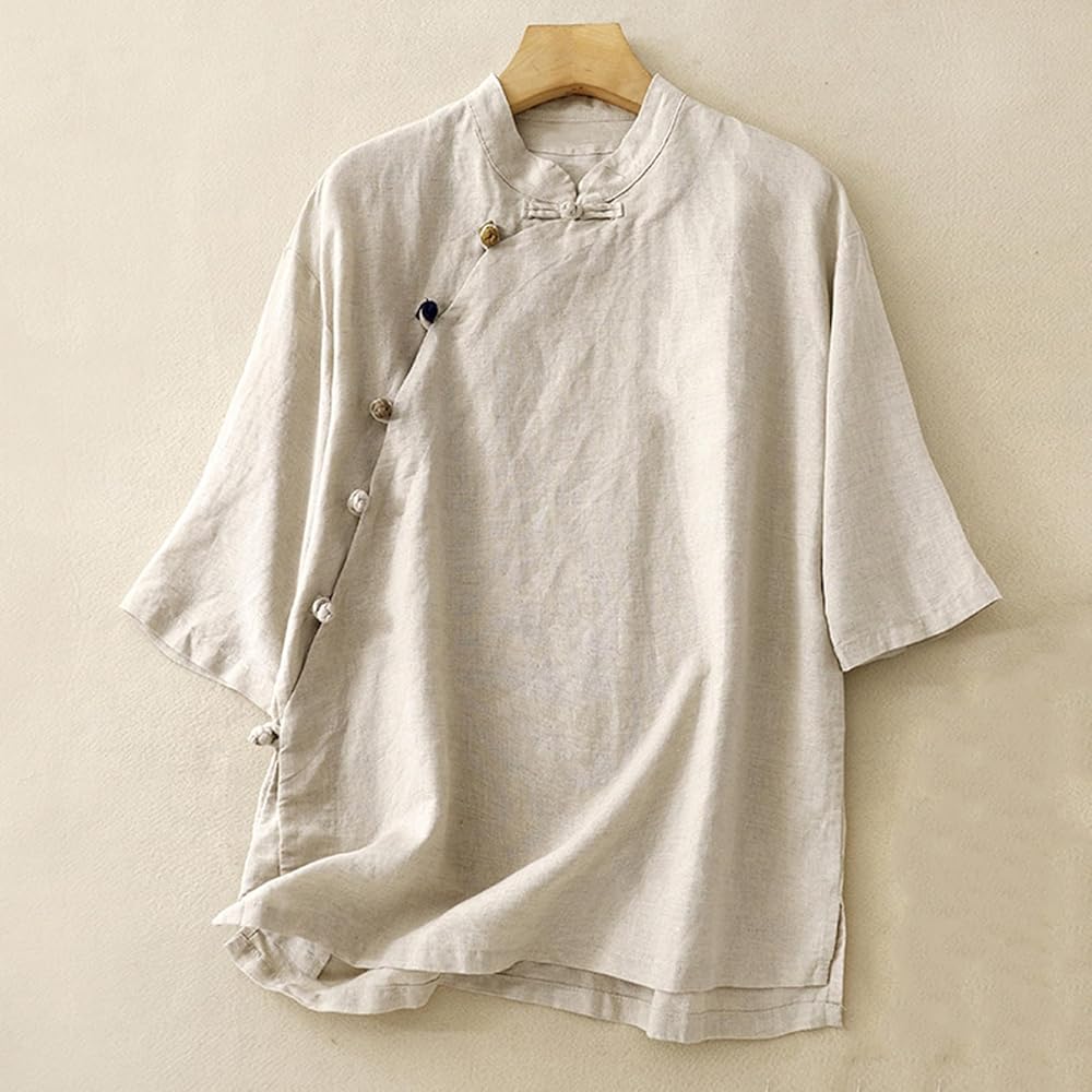 Amazon.com: Cotton Linen Shirts for Women Retro Chinese Frog