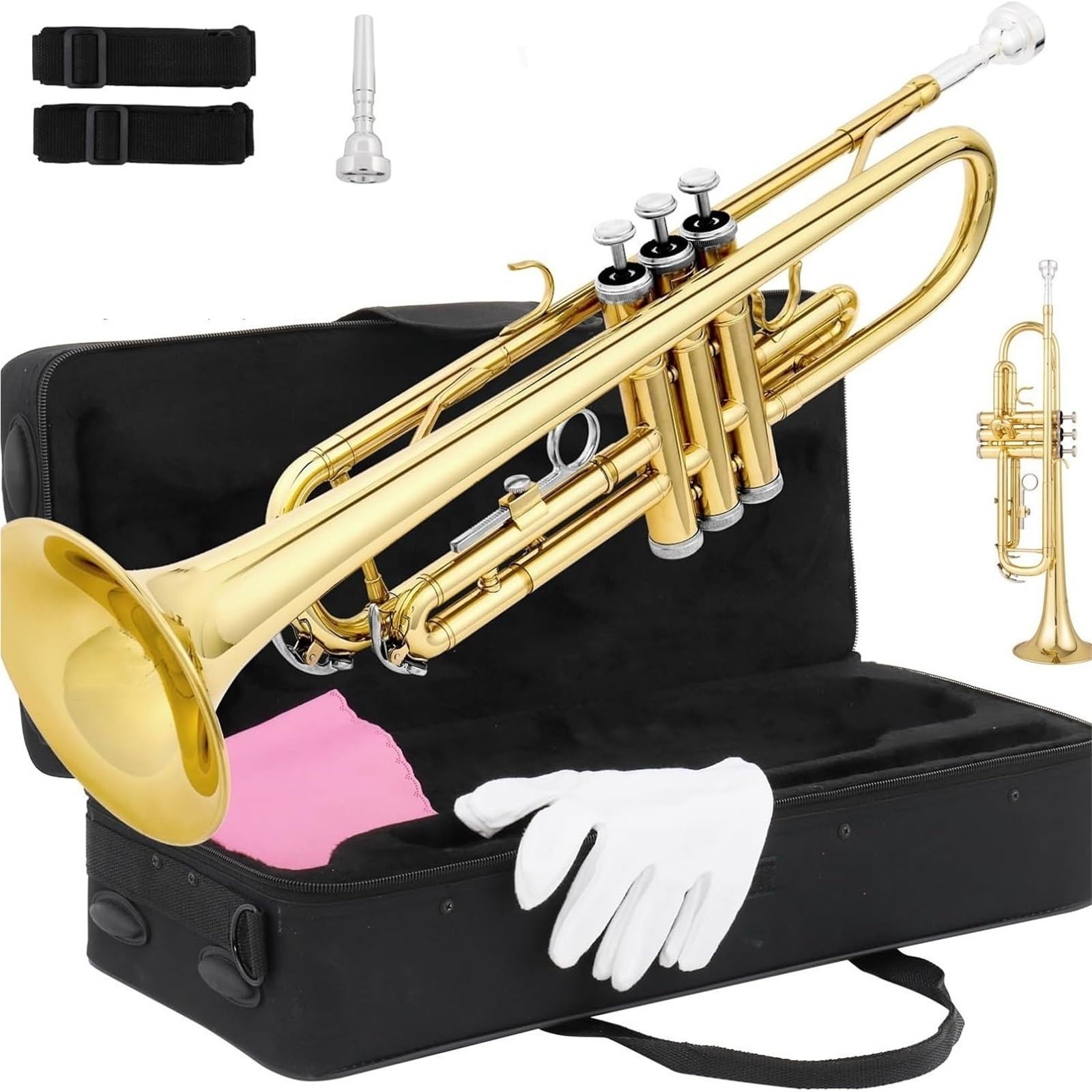 Trumpets for Beginner Trumpet Instrument B-flat School Exam Beginner Gold-lacquered/Nickel-plated Silver Trumpet Instrument(Gold)