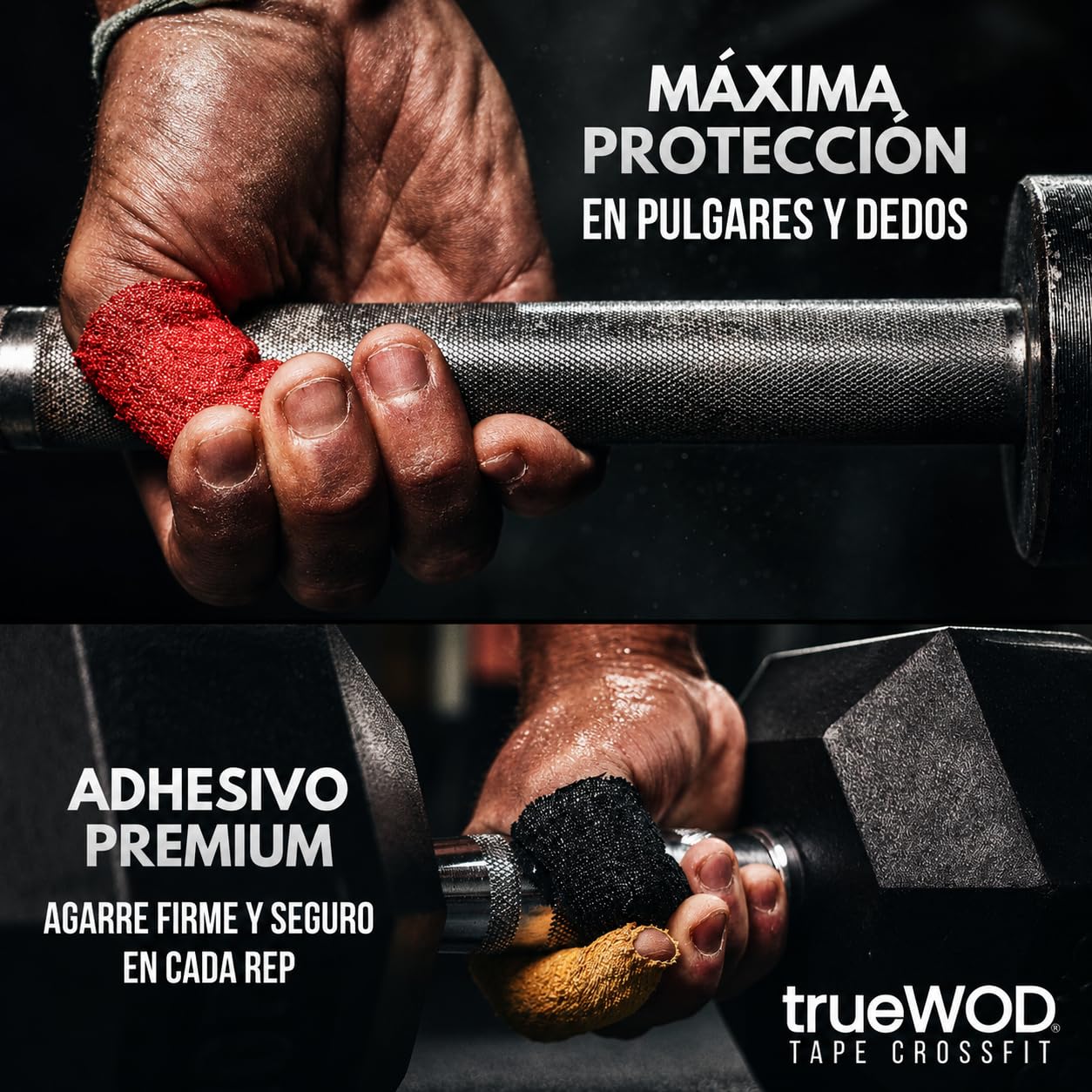 trueWOD Tape Crossfit Dedos Cinta Adhesiva Flexible Hook Grip Tape Athletic Esparadrapo Deportivo Accesorios Crossfit Mujer Hombre Halterofilia - 12 Rollos de 4.5m x 5cm Multicolor