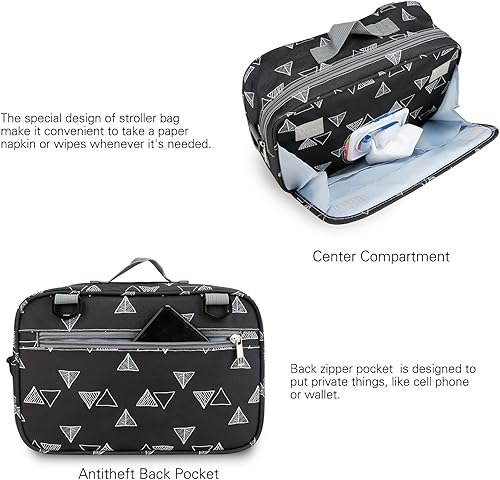 Miniatura 8 de MOMIGO Bolsa de pañales para bebé, bolsa para cochecito de bebé, bolsa para pañales, toallitas y juguetes, Gris nube , Moda