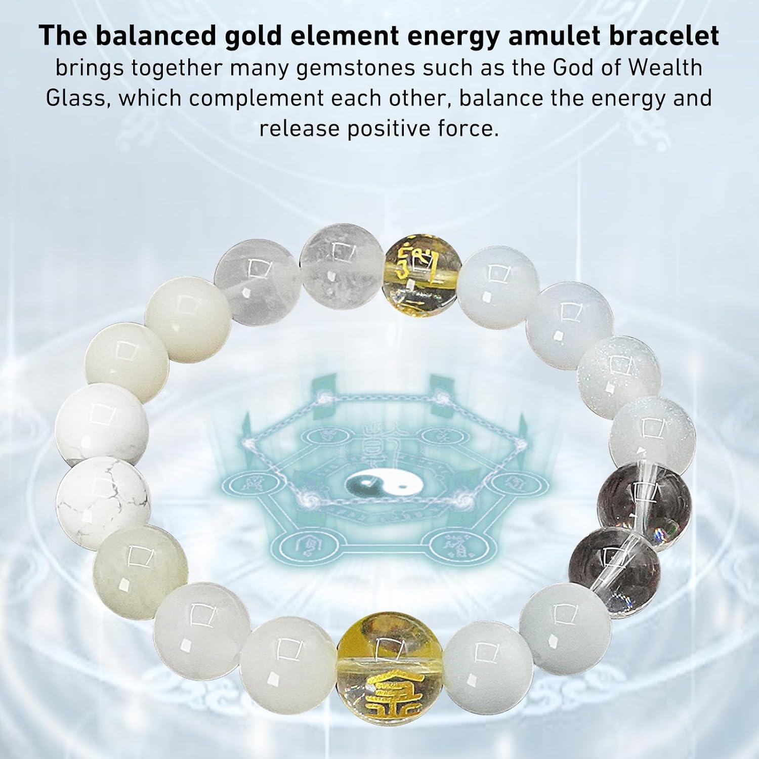 Five Elements Balance Feng Shui Bracelet – Energy Cycle Jewelry for Men Women – Original Crystal Design for Good Luck, Abundance, Protection & Harmony