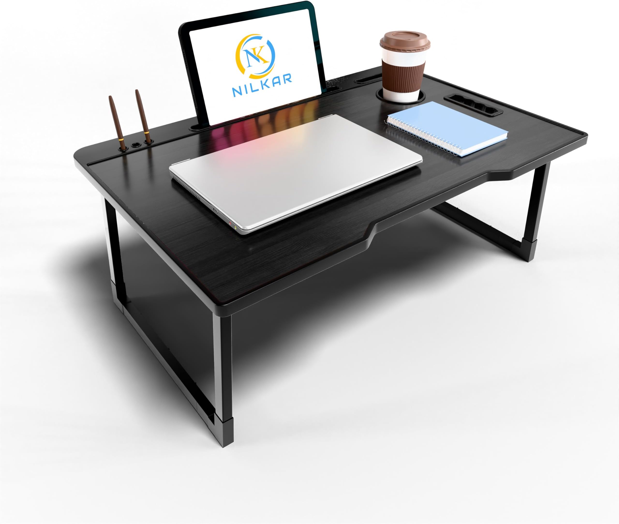 - Study Table Bed Table Premium Laptop Table/Foldable and Portable Wooden/Writing Desk for Office/Home/School (US Black)