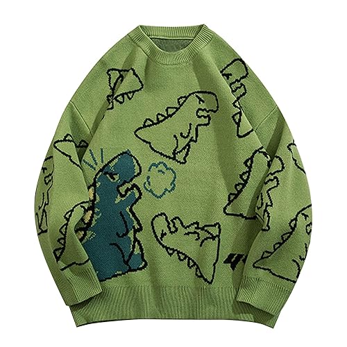Laixton Men's Graphic Oversized Sweater Unisex Knit Aesthetic Sweaters Streetwear Casual Tunic Pullover Jumper - XX-Large - Harajuku Green