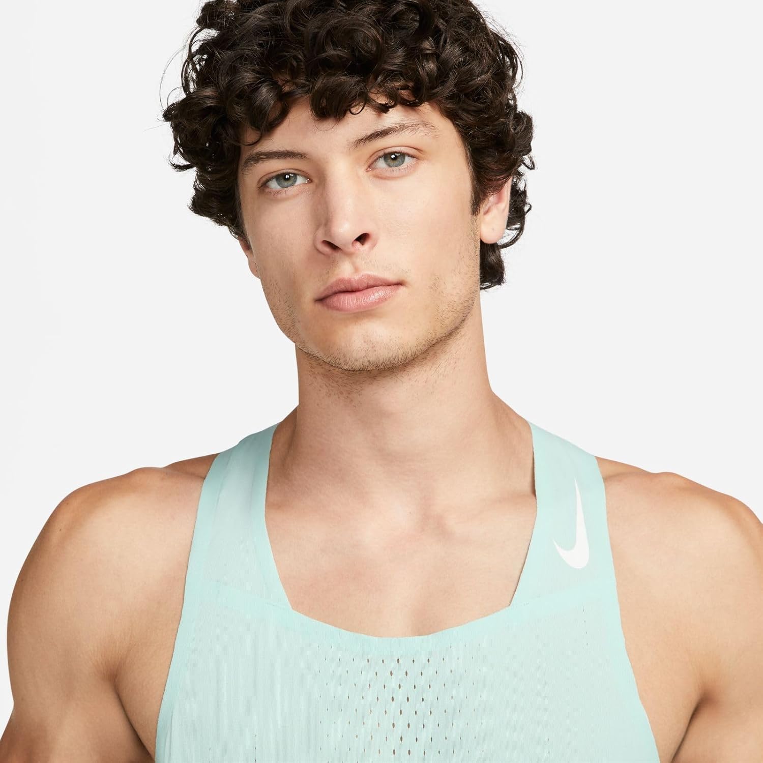 Nike Men's Dri-FIT ADV Aeroswift Racing Singlet Running Sleeveless Top (US, Alpha, X-Large, Regular, Regular, Jade ICE/(White)