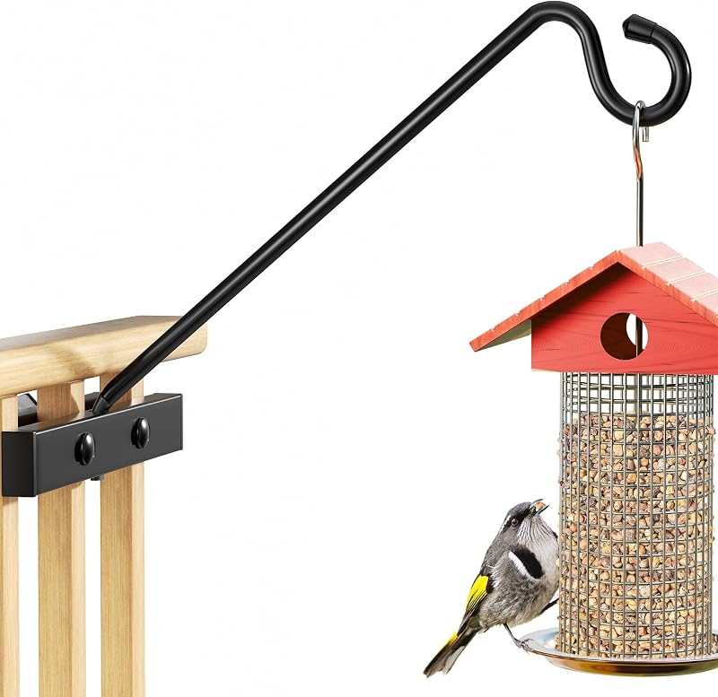 12Inch Deck Hook, Deck Bird Feeder Hanger for Railing 22 lbs Capacity | for Hanging Bird Feeders, Suet Baskets, Plants, Wind Chimes Lanterns | Easy to install | Weather-resistant | Fence Deck Hook