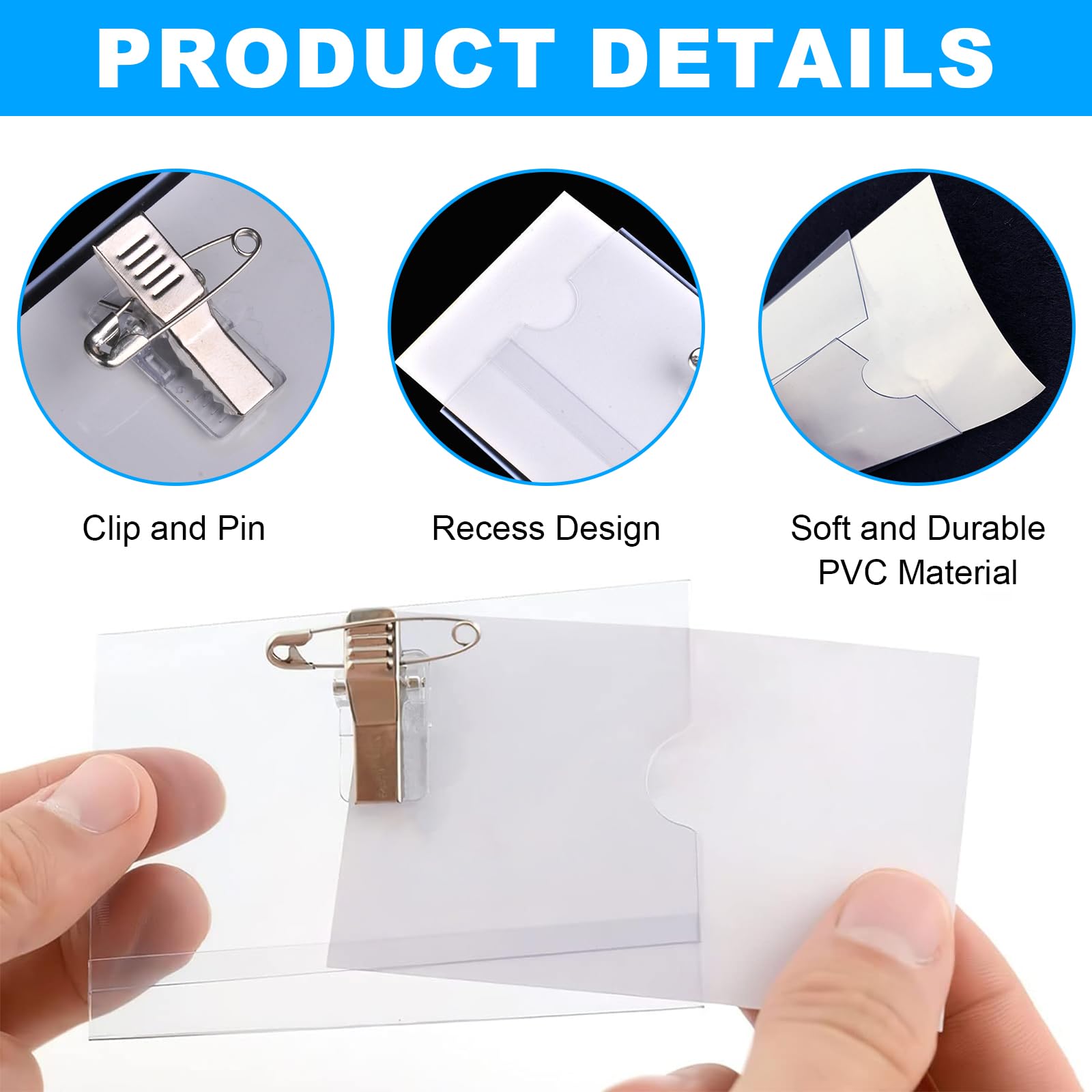 Support Cartes Visite Badges Nominatifs VIVIIHOO - Lot De 20 Avec Clip Et épingle - PVC Transparent Pour événements Badges événementiels