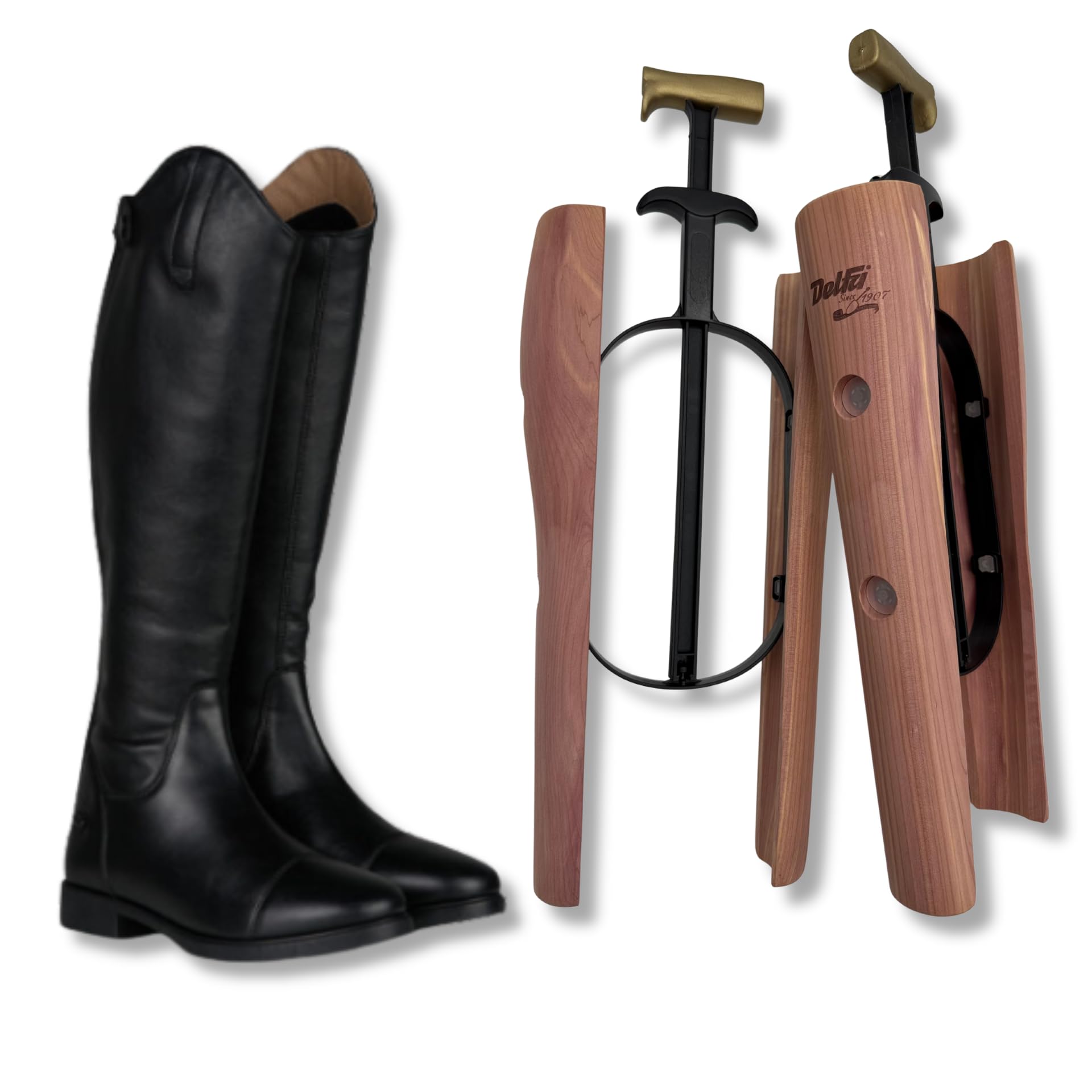 DELFA Sensomatic Red Cedar Schaftformer - Stiefelformer ideal für Reitstiefel - Stiefelschaftformer 35cm Länge - Geeignet für alle Lederstiefel