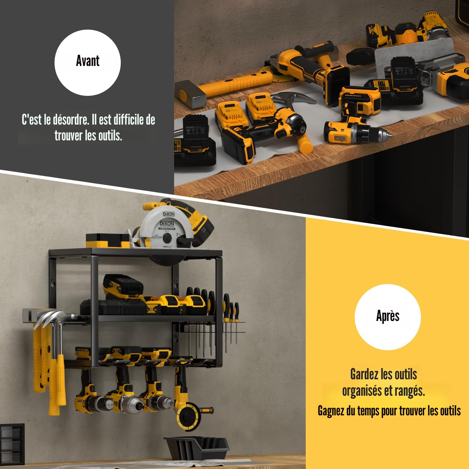 WFX Utility™ Organisateur D'outils électriques - 8 Supports De Perceuse A Fixation Murale Organisateur Doutils De Garage Et Rangement Avec Support De Tournevis Support De Marteau C112874012