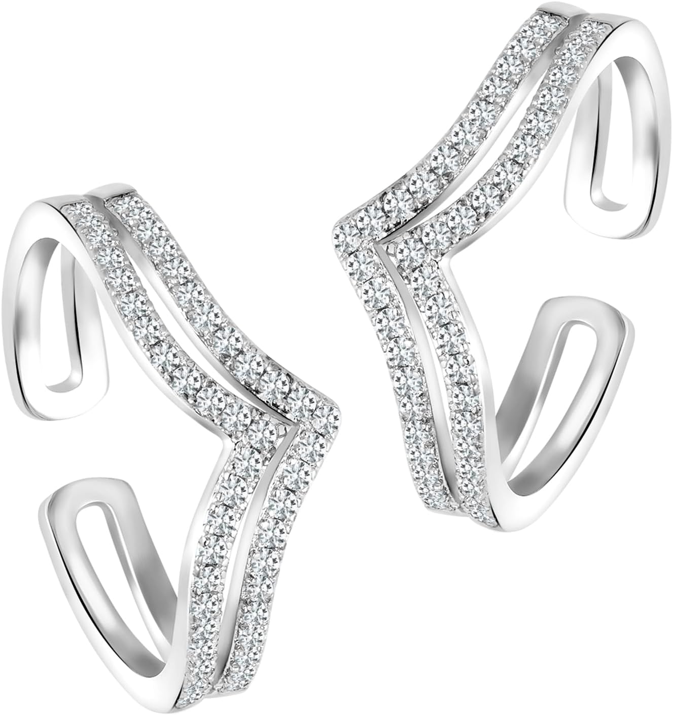 Aheli Heart Shaped Cubic Zirconia Studded Adjustable Toe Rings Stylish Bichiya Jewelry Gift for Women