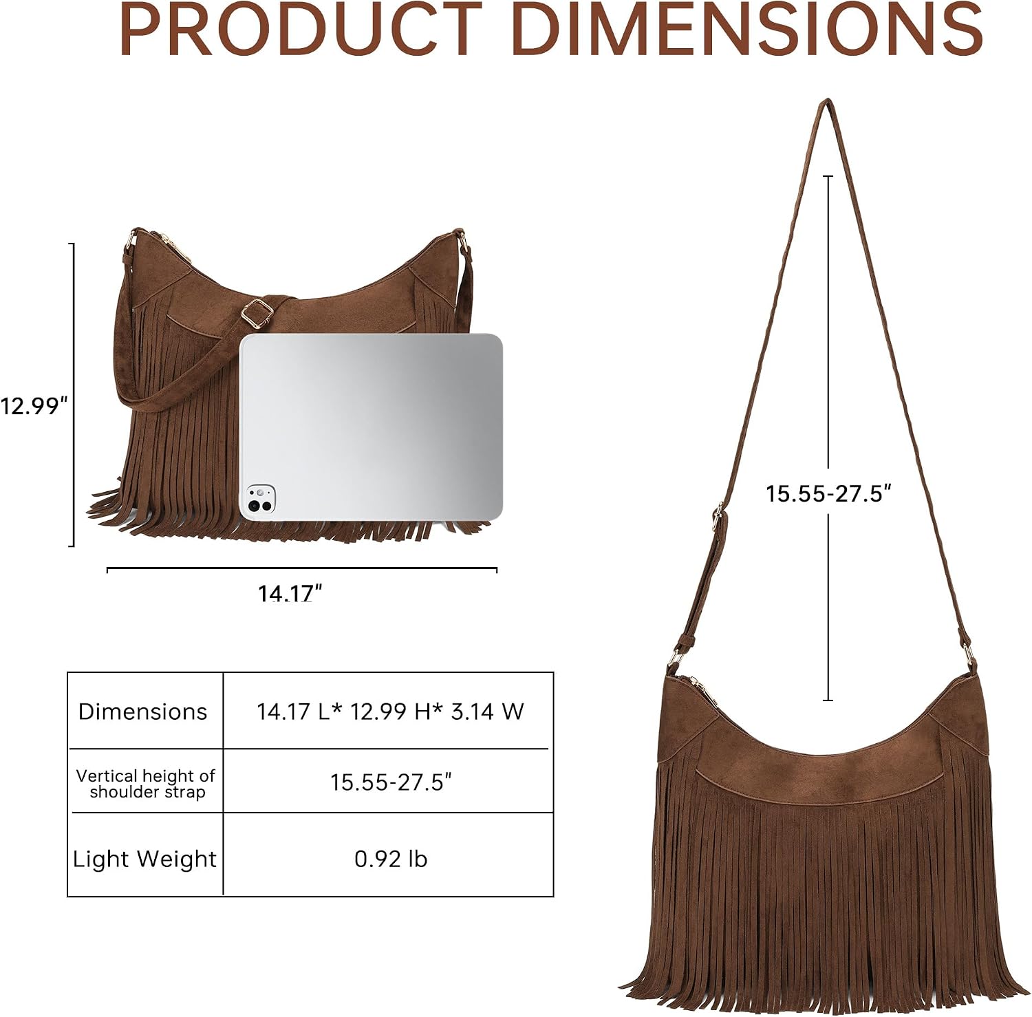 Shoulder Bags for Women Summer Western Fringe Vegan Leather Purse Cowgirl Purses Women's Crossbody Bag