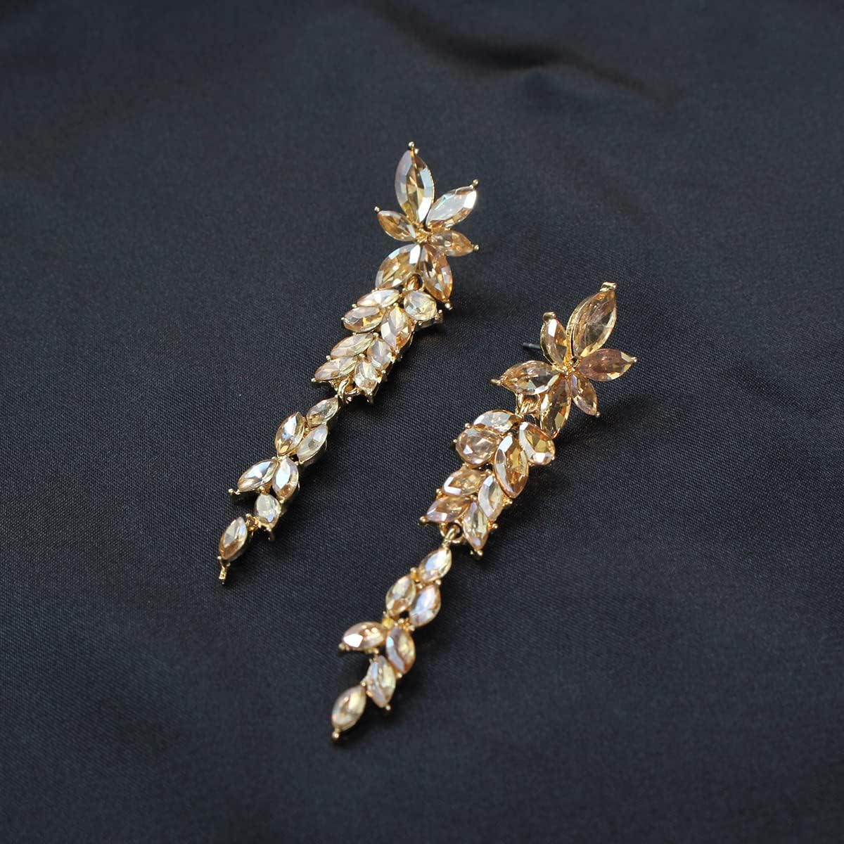 Fashion Rhinestone Statement Drop Dangle Earrings Dangling Sparkly Crystal Marquise Bridal Bridesmaid Wedding Earrings Long Chandelier Teardrop Earrings for Women Prom Party - Image 7