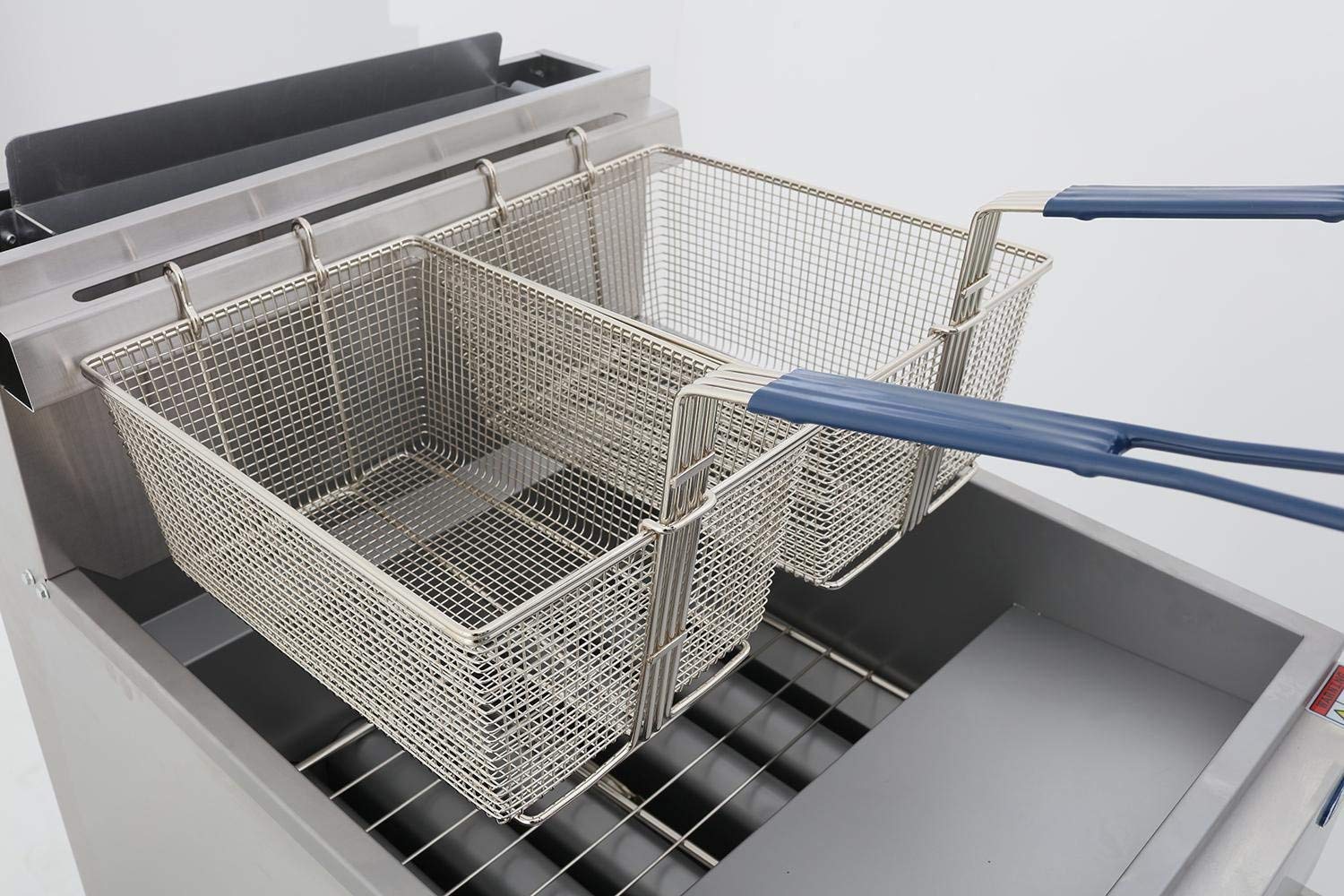 CookRite ATFS-75 Commercial Deep Fryer with Baskets 5 Tube Stainless Steel Natural Gas Floor Fryers-170000 BTU