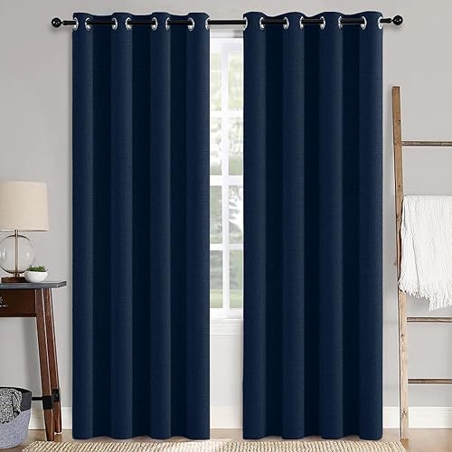 Vista 23 de MIULEE - Cortinas blancas opacas con textura de lino para dormitorio o guardería, con aislamiento térmico, con ojales, para sala y decoración, 52 x