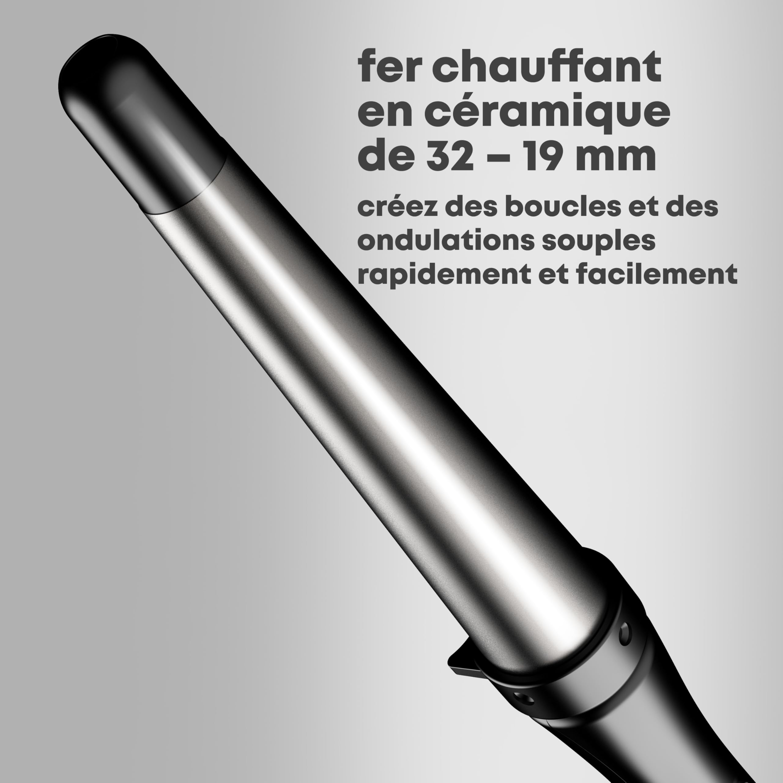 Revamp Progloss Big Hot Wand – Fer a Boucler conique ceramique pour boucles lâches ou cheveux ondulés – Gant protecteur de chaleur inclus