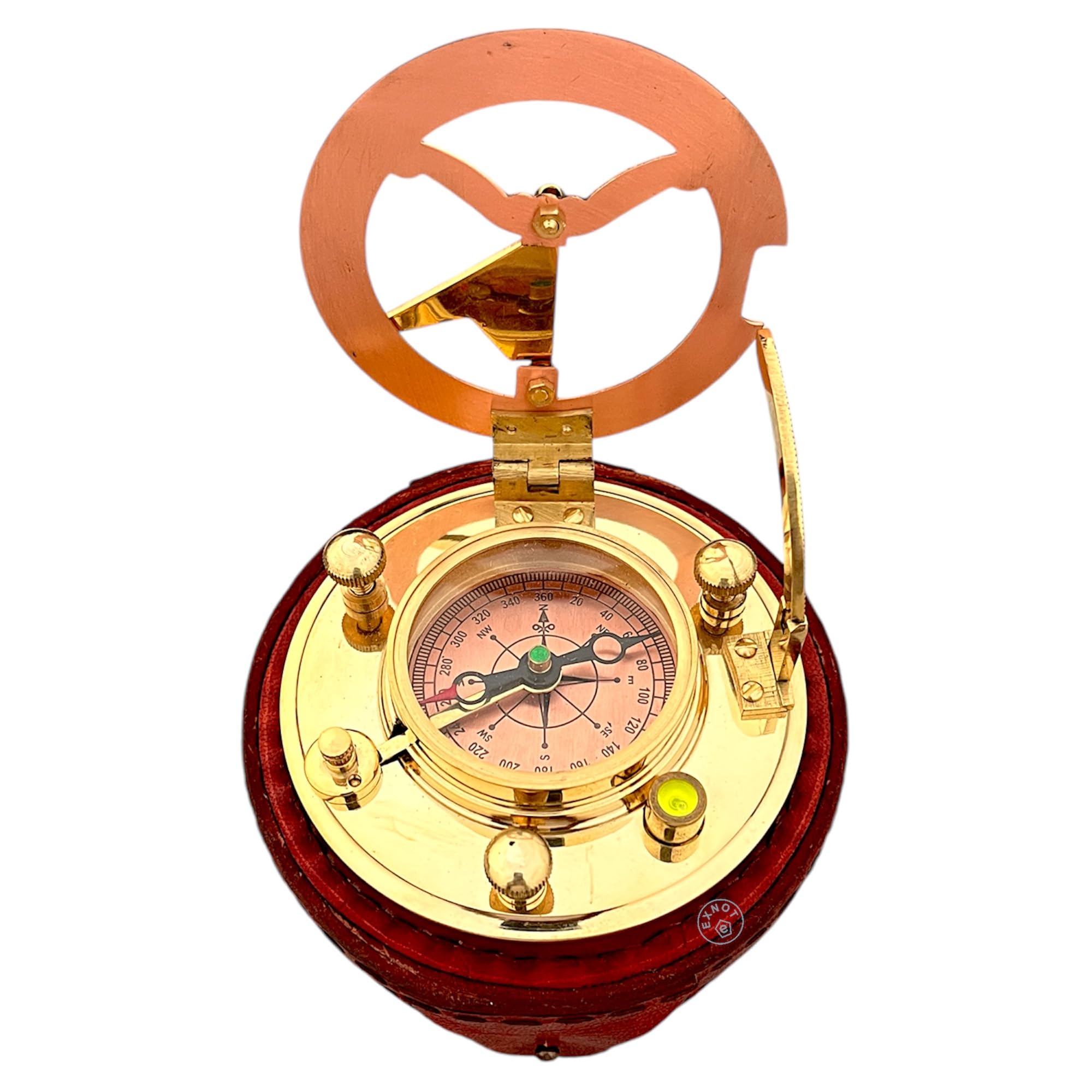 Antique Brass & Copper Sundial Compass, Sundial Clock in Box Gift Sun Clock Ship Replica Watch